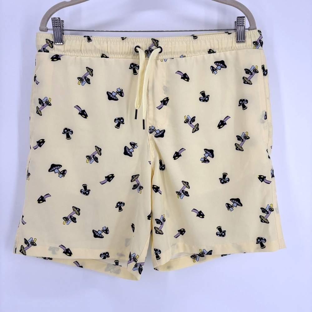 Fresh Prints of Bel Air Swim Trunks Large Allover Mushrooms Design Drawstring